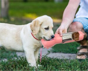 Portable 3 In 1 Pet Water Bottle Feeder, Bowl Garbage Bag Storage