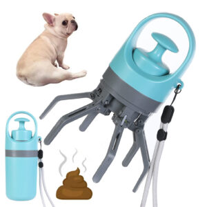 Dog Pooper Scooper With Built-in Poop Bag Dispenser Eight-claw Shovel