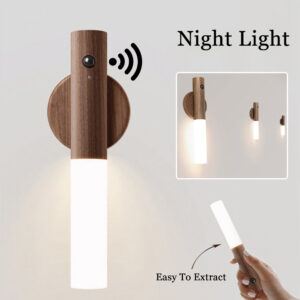 Auto LED USB Magnetic Wood Wireless Corridors Porch Lights Motion Sensor Wall Light