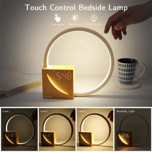 Bedside Lamp Touch With Natural Sounds, Desk Lamp With Alarm Clock, 3 Levels Brightness